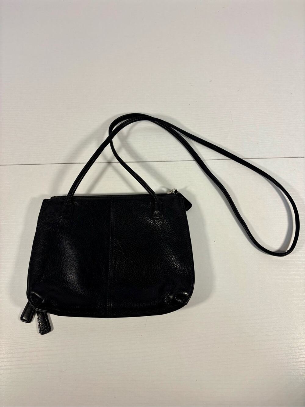 Fossil Black Leather Crossbody Organizer Bag Mini Purse Wallet Style P1